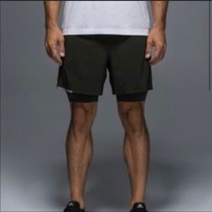 Lululemon Mens Surge Shorts Lux Green Grid XL